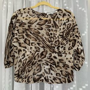 EUC Lovers + Friends leopard print sheer top size XS